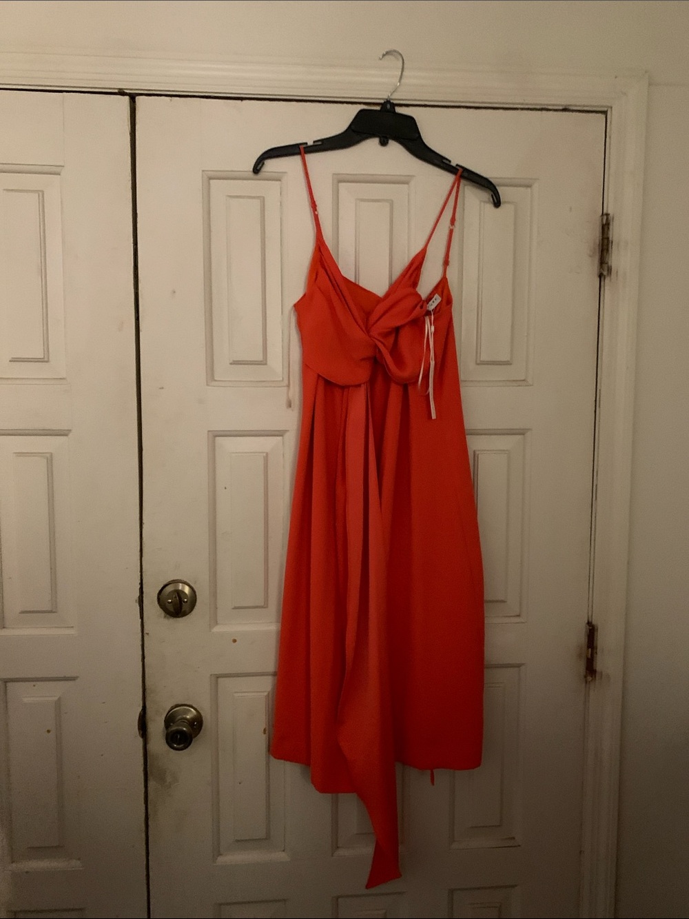 Trina Turk Bright Orange Asymmetrical Slip Dress